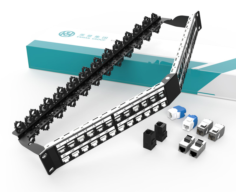 英曼1U48口-屏蔽折彎空配架，金屬空配架帶理線架，可裝模塊/直通 Blank patch panel